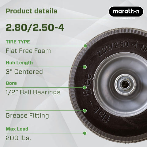 Marathon centered hub 3-inch design enables precise caster mounting