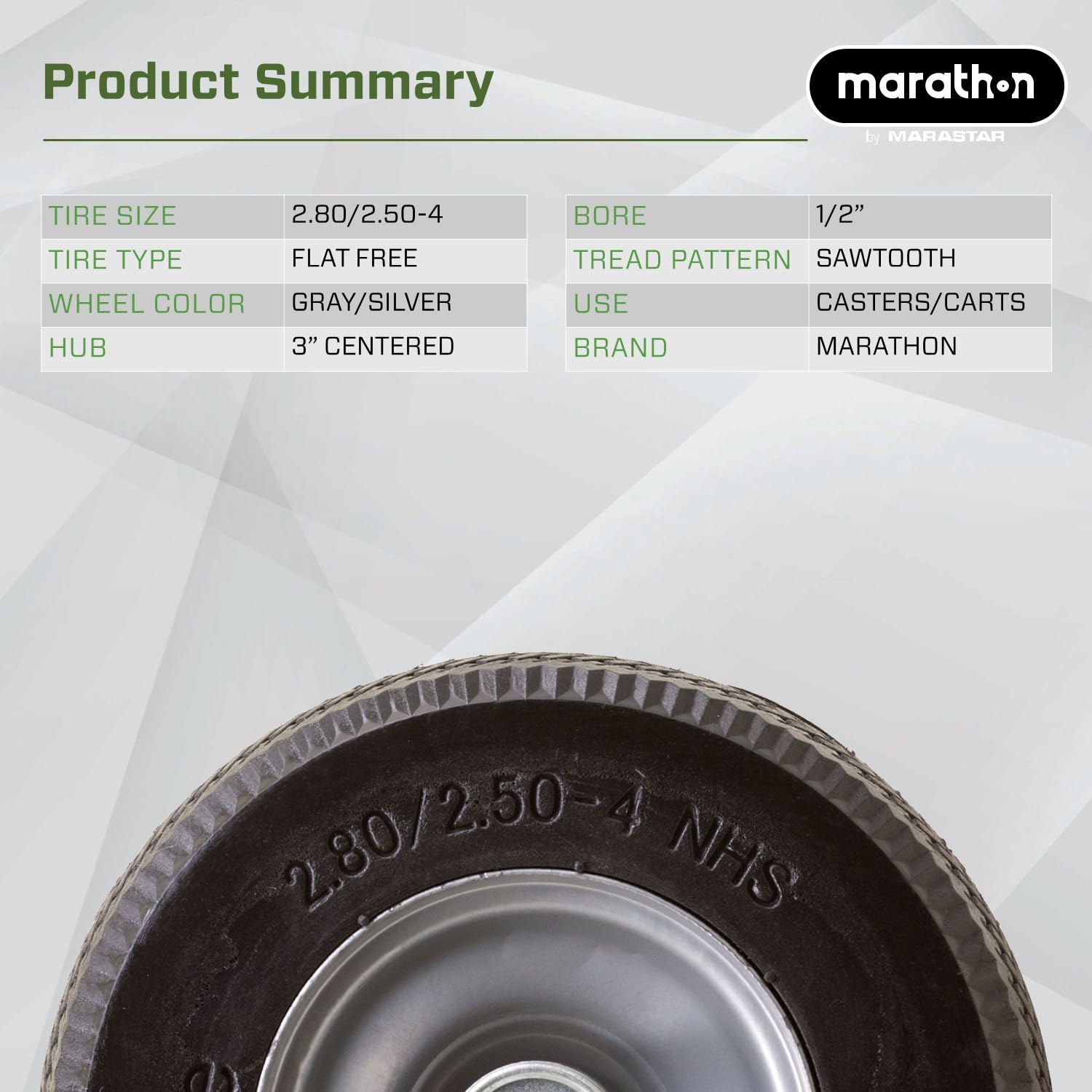 Marathon non-marking tire protects floors in workspaces