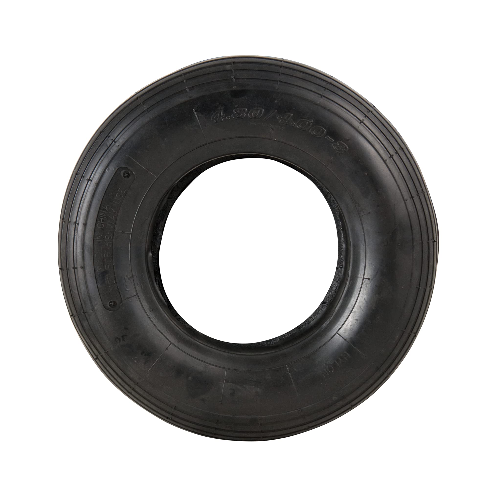 Marathon tire with inner tube included, ready for simple installation on 8-inch rims.