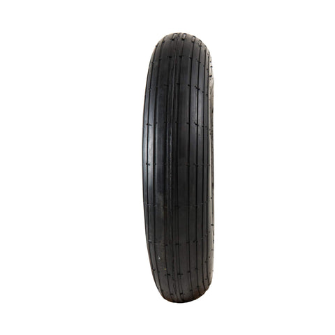 Marathon tire mounted on an 8-inch rim, showing compatibility for garden equipment.