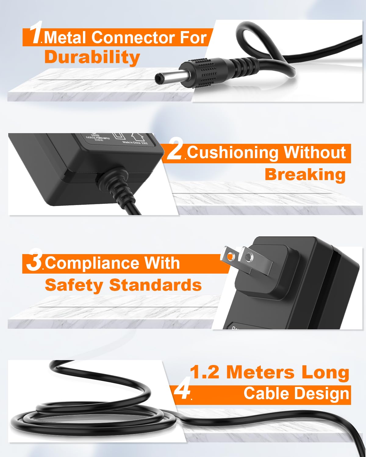 MARBERO 19V adapter cable length is 1.2 meters for flexible placement