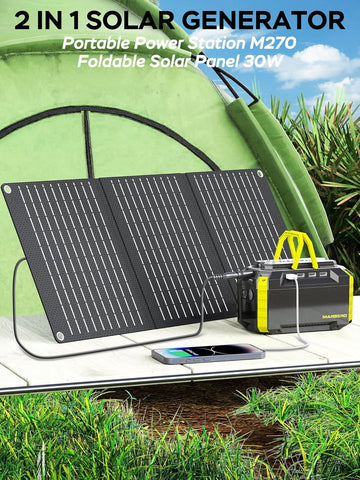 MARBERO 30W solar panel folded for easy outdoor charging