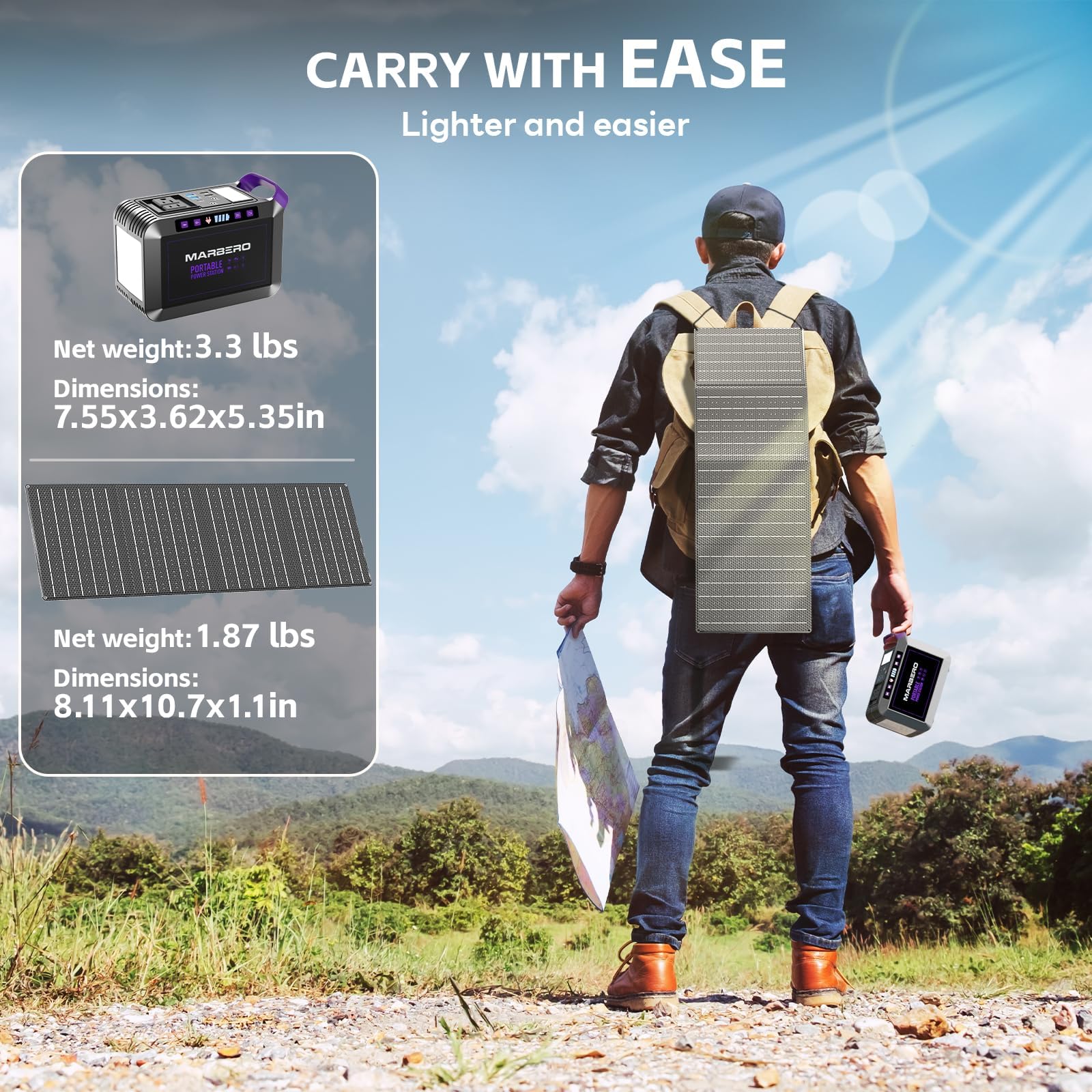 MARBERO 40W solar panel unfolded in sunlight delivering efficient charging.