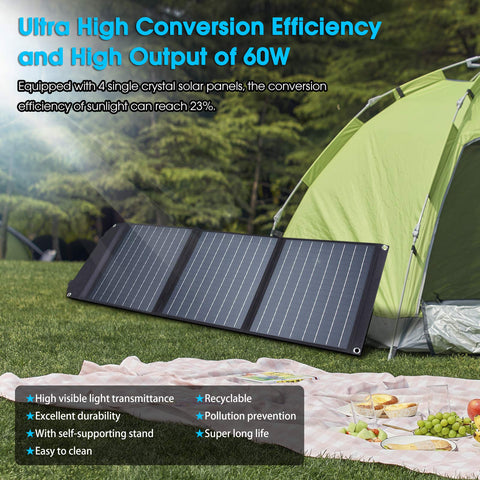 MARBERO 60W panel USB-C output enables fast outdoors charging.