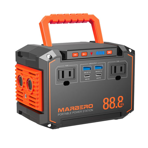 MARBERO 88.8Wh portable power station front view for compact travel charging.