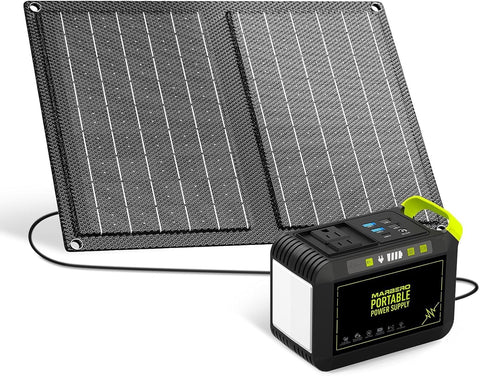 MARBERO 88Wh solar generator close-up showing compact outdoor power