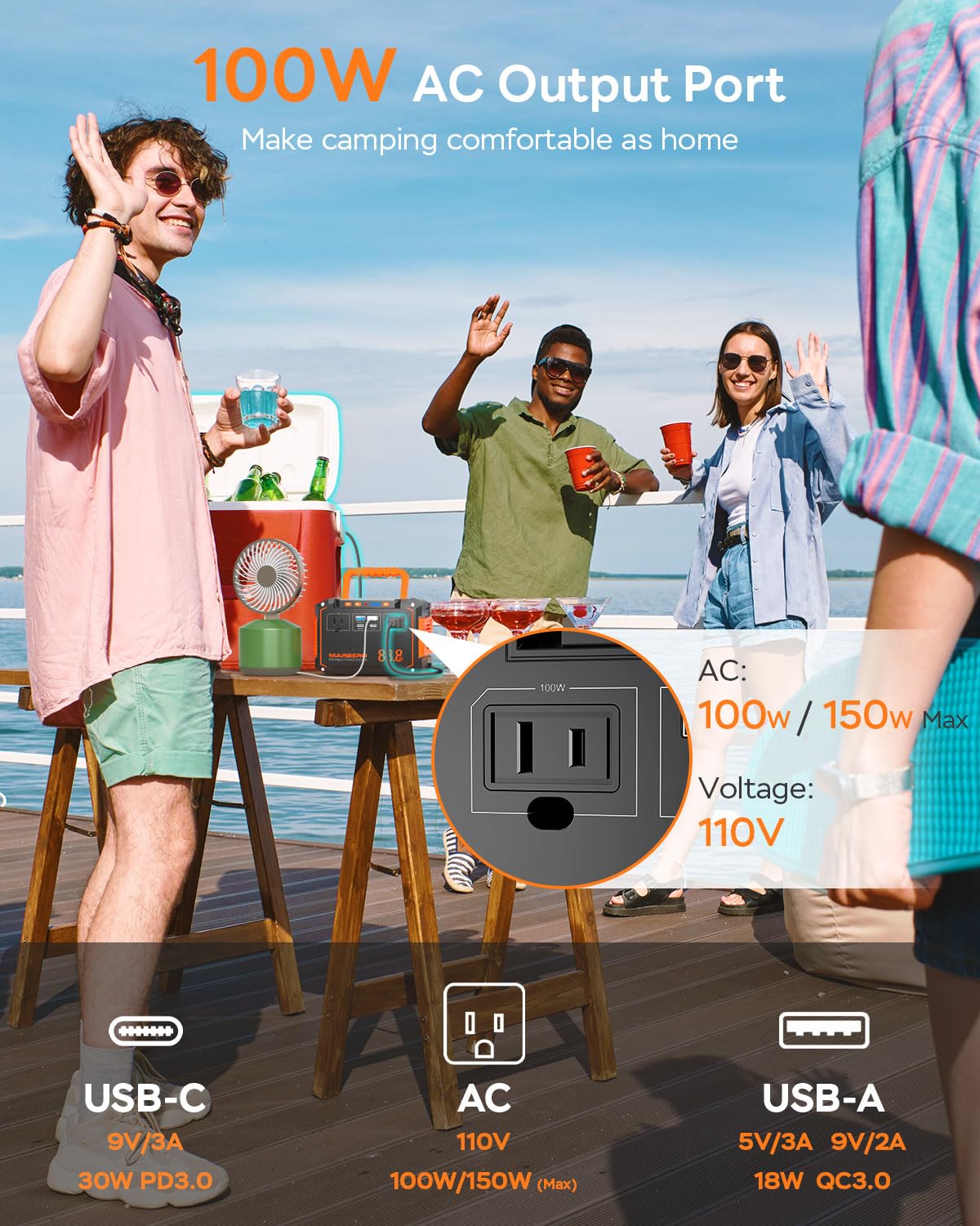 MARBERO portable power unit with ergonomic handle for easy carriage.