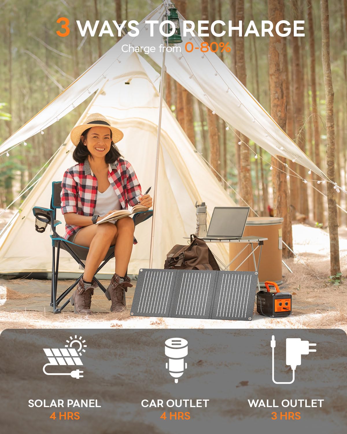 MARBERO built-in LED flashlight with adjustable brightness for outdoor use.