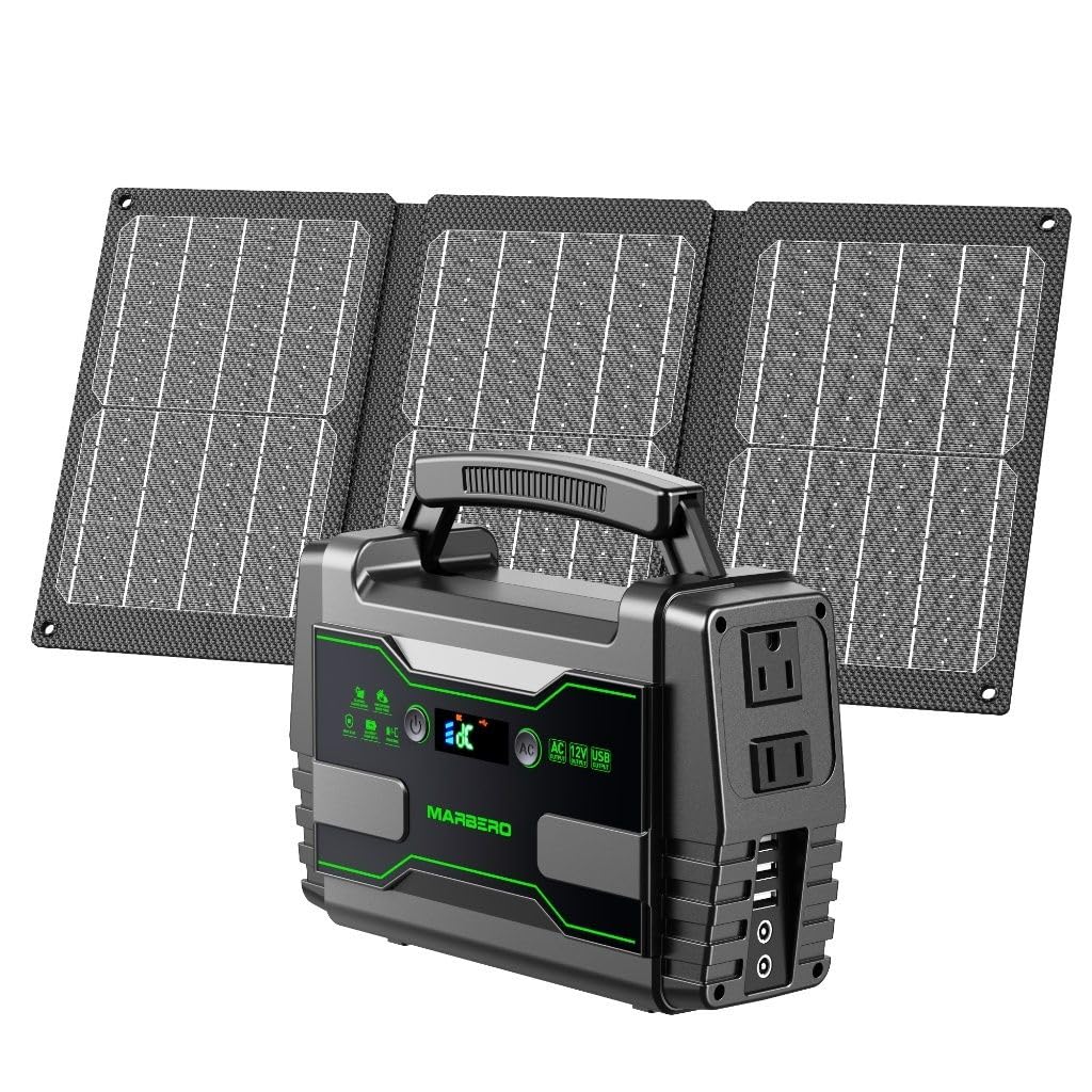 MARBERO M155SL30 portable power station in a travel backpack setup, compact for on-the-go use
