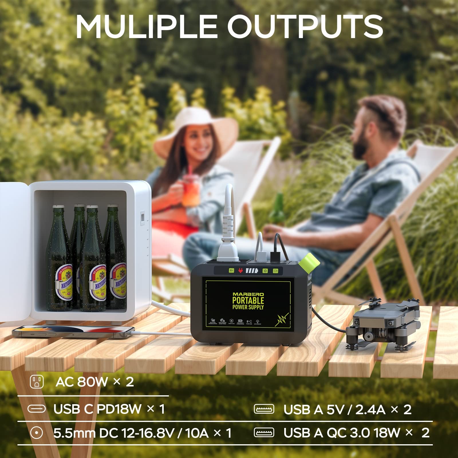 Marbero M82 compact dimensions enable simple packing for outdoor trips