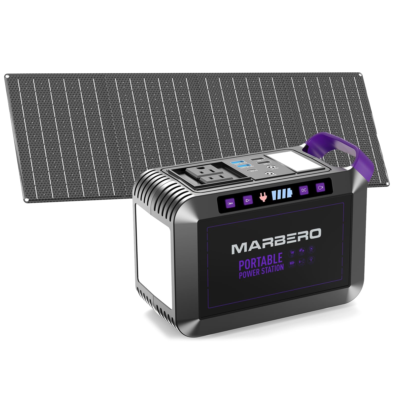 MARBERO M822MAX power station front view, ideal for camping and off-grid power.