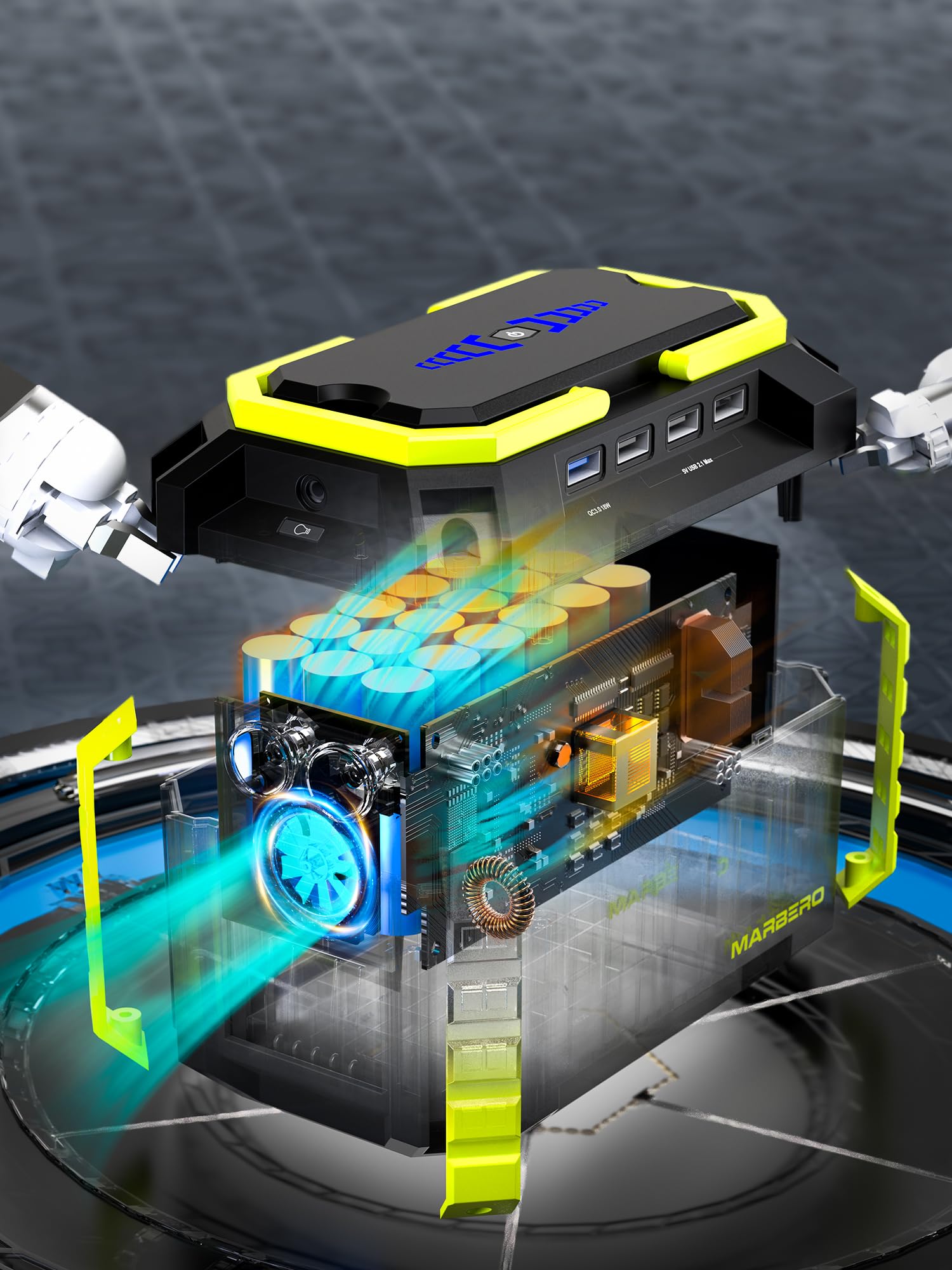 MARBERO's safety features protect devices during use.