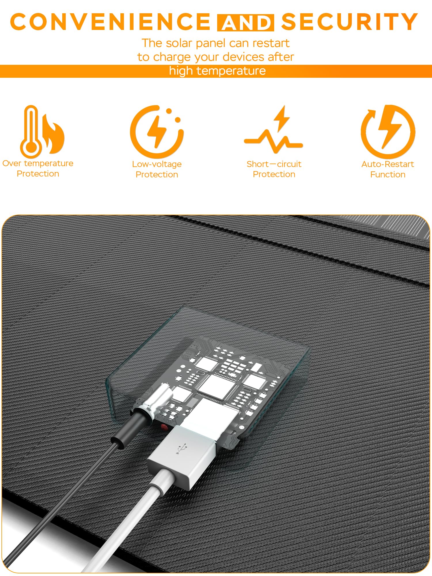 MARBERO 21W smart charging technology detects devices for safe power delivery.