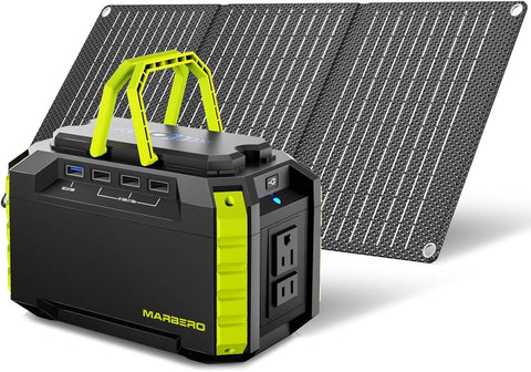 MARBERO solar generator front view for compact camping power