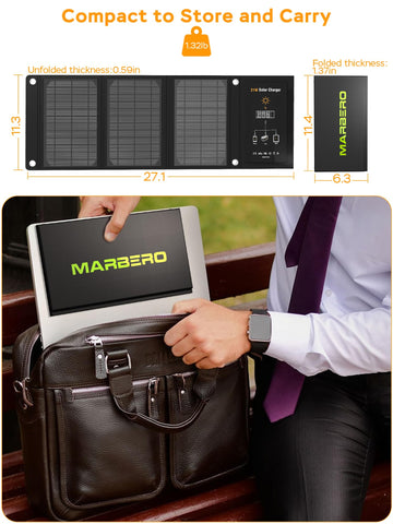 MARBERO 21W performs in sun and light clouds with steady output for devices.