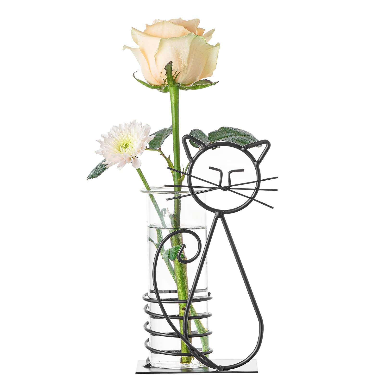 Marbrasse desktop glass planter on a cat-inspired iron stand for stylish propagation.
