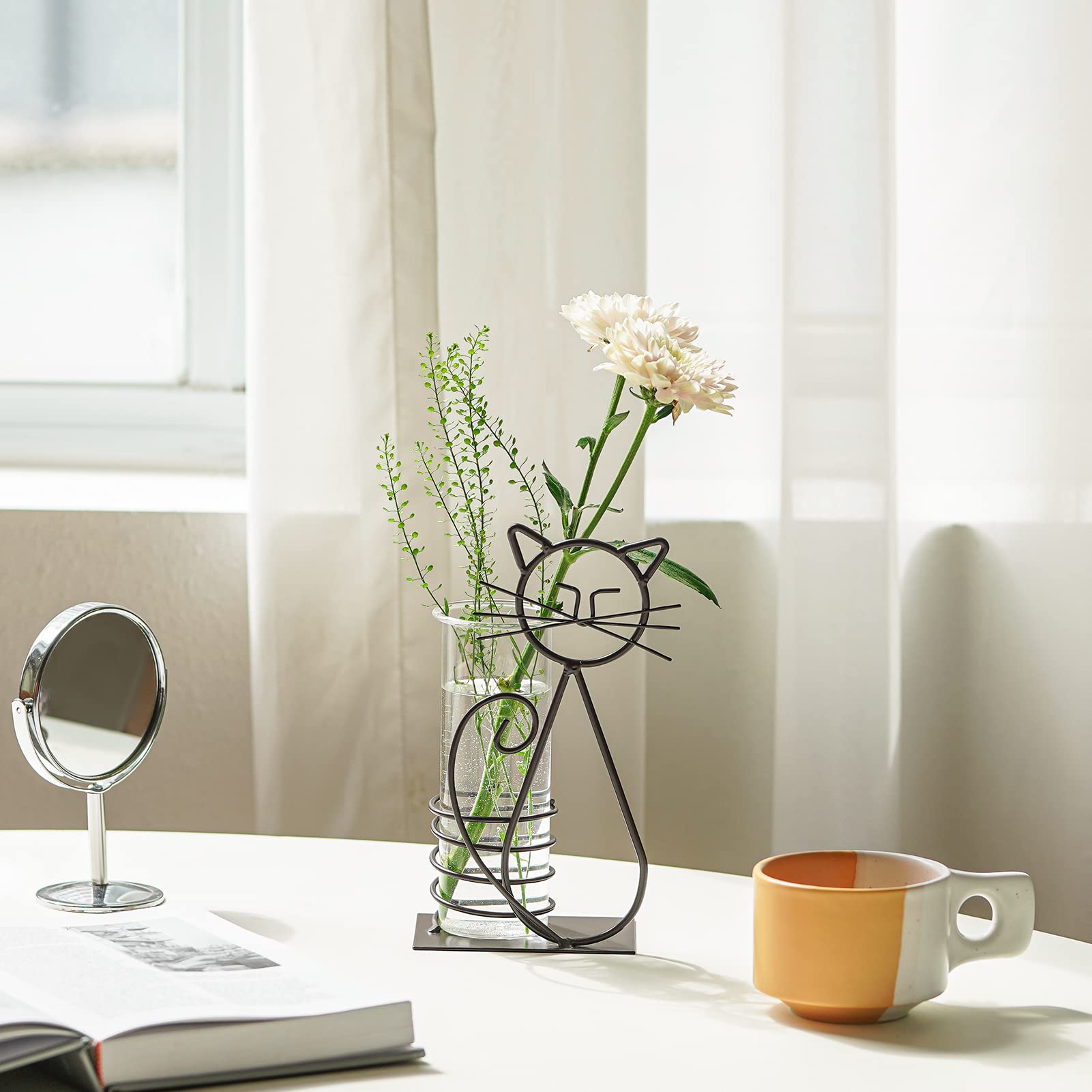 Lovely cat terrarium accent elevating any room decor.