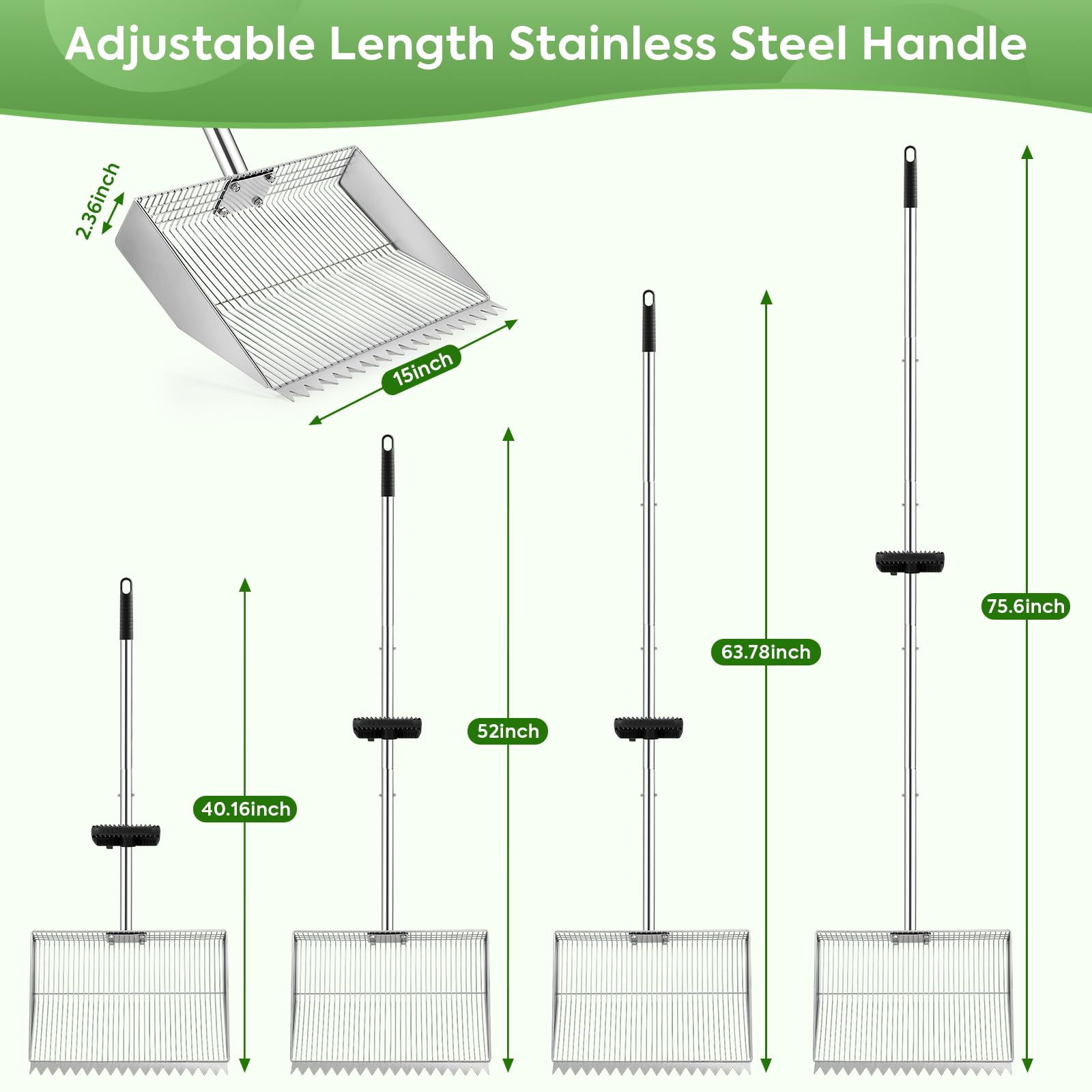 MarchingGreen 15inch wide shovel head speeds larger scoops.