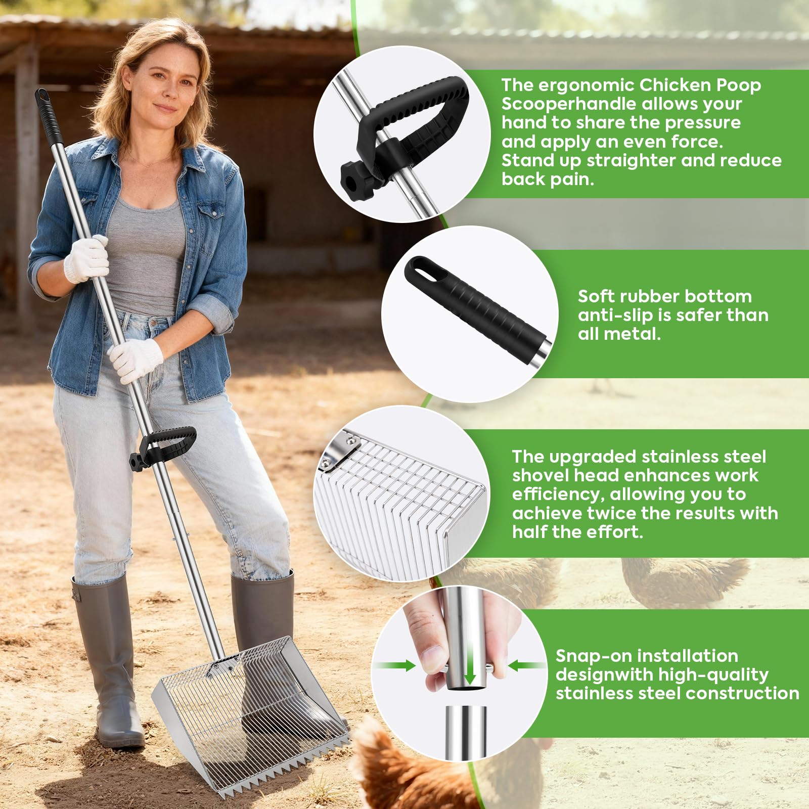 MarchingGreen adjustable handle stainless steel reduces bending.