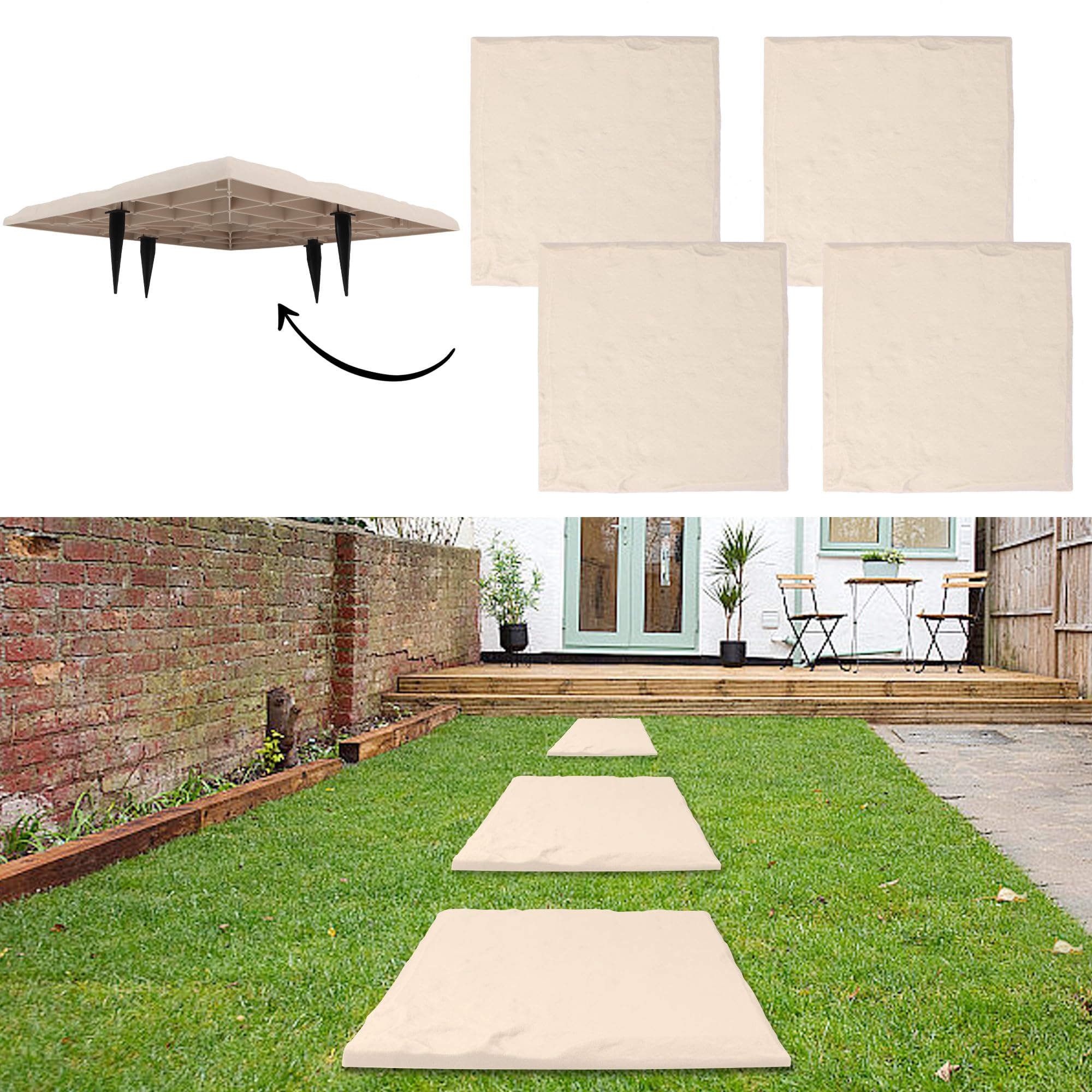 MARCHROSE large beige textured stepping stone for elegant garden paths