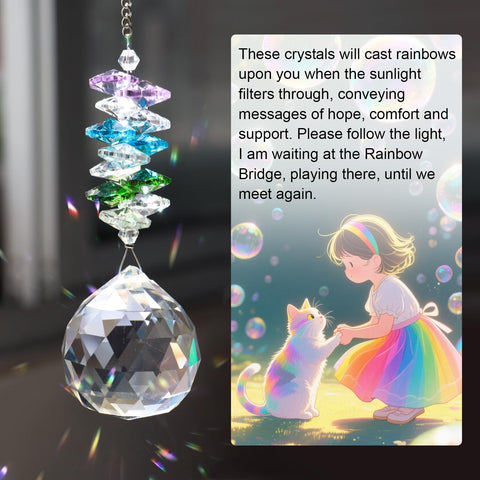 Mardili sun catcher crystal prism evokes rainbow bridge memories at home.
