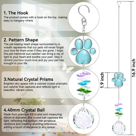 Mardili sun catcher crystal prism reflects colors for sentimental remembrance.