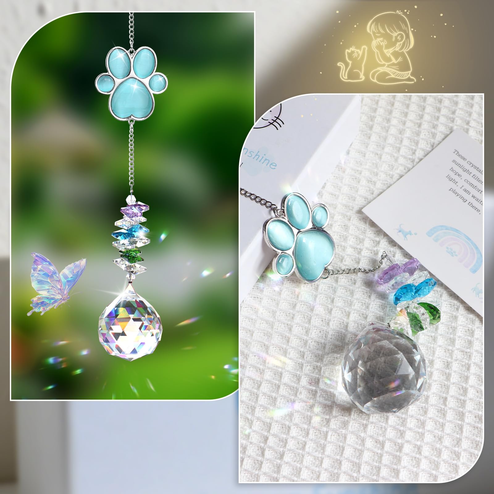 Mardili dog memorial sun catcher hangs easily in garden or window.