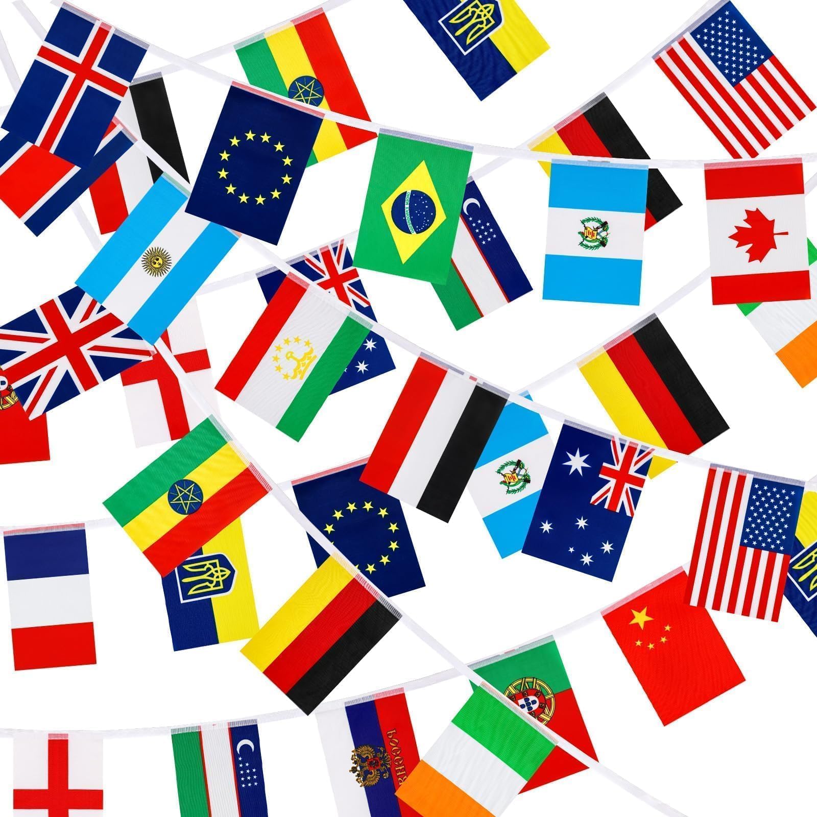 MARFOREVER 100 countries flag banner at 82ft creates a vivid international display for events.