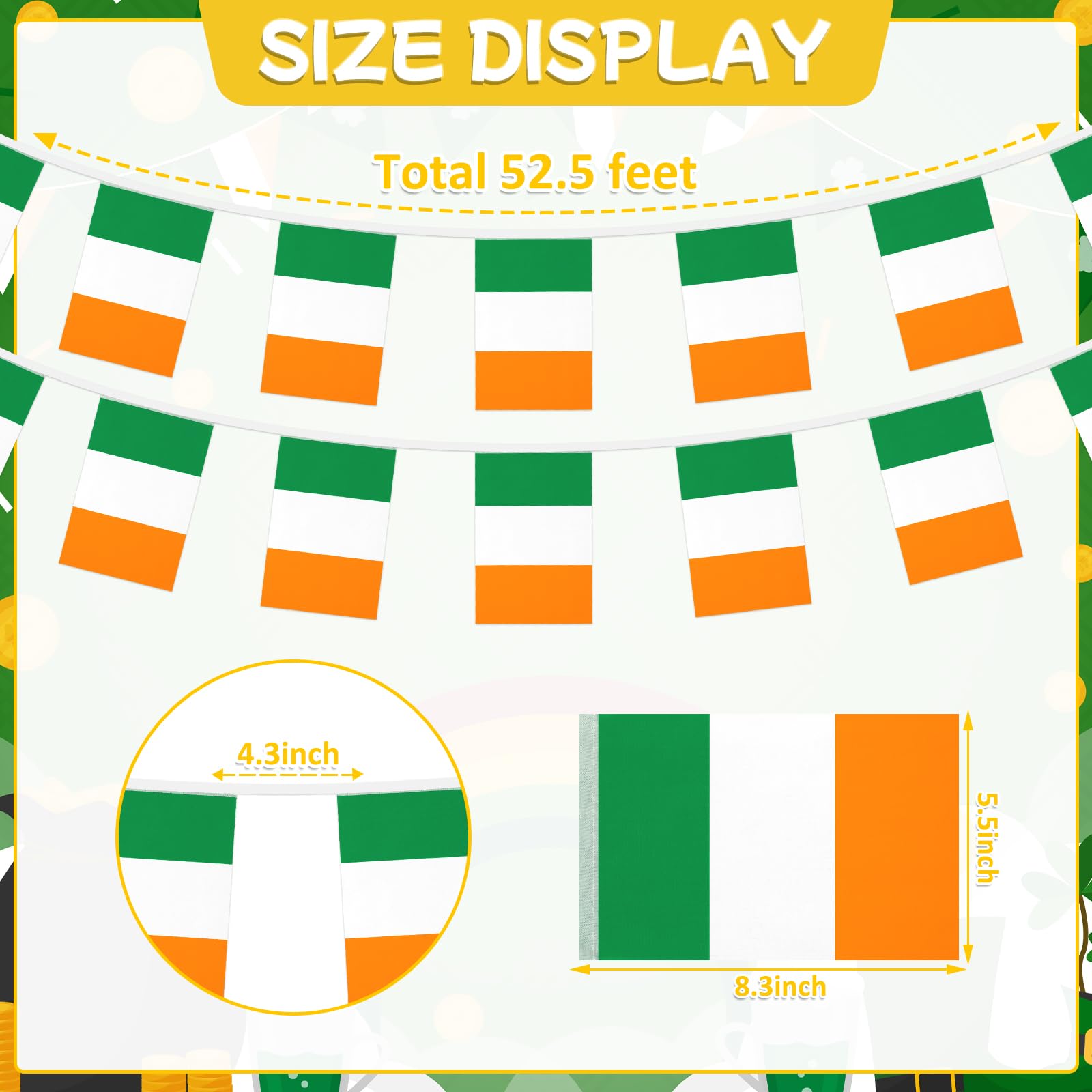 MARFOREVER Irish pennant banner close-up showing vibrant green white orange colors