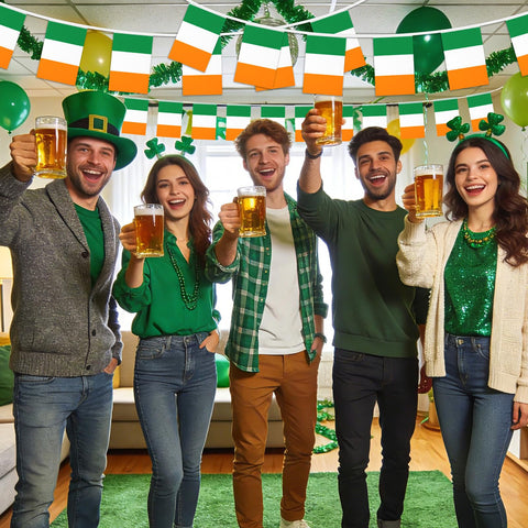 MARFOREVER Irish-themed setup with banner across a room for a party