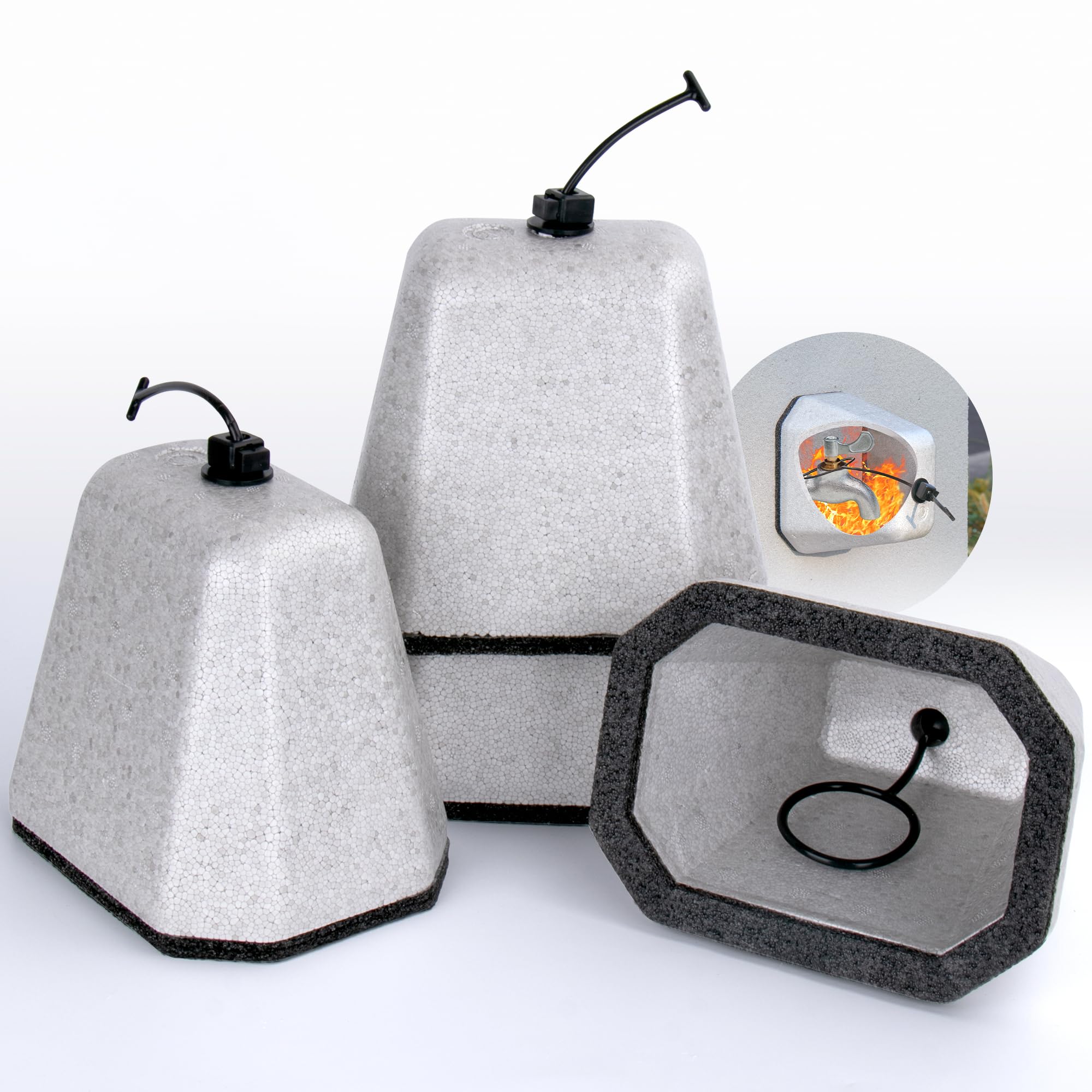 Marinexplore frostproof faucet cover with foam insulation protects outdoor taps in winter.