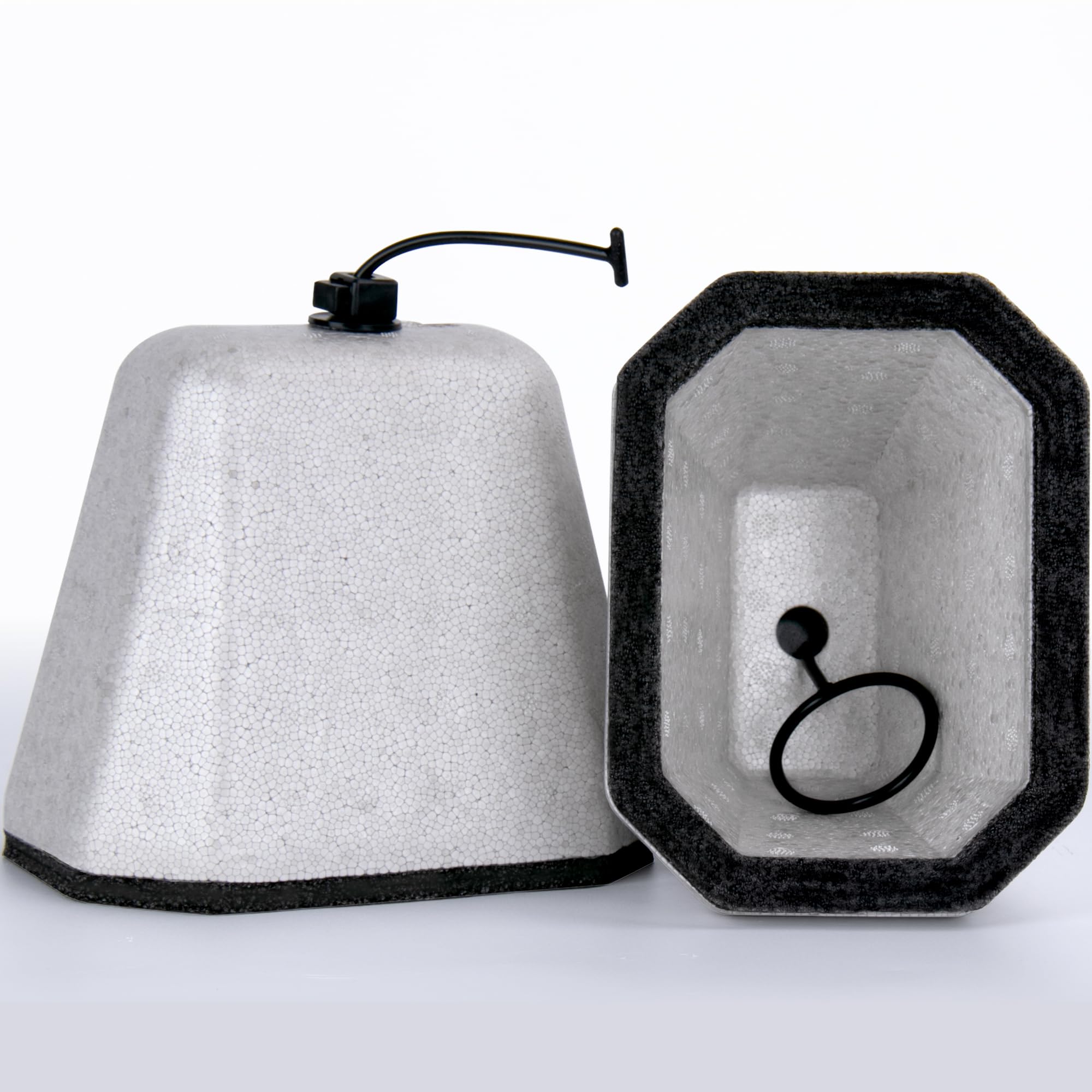 Marinexplore outdoor faucet cover shown with foam insulation protecting the spigot from freezing.