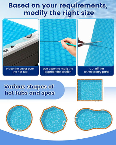 Mariocsa DIY-cut-to-fit blanket customizes to any square or round spa.