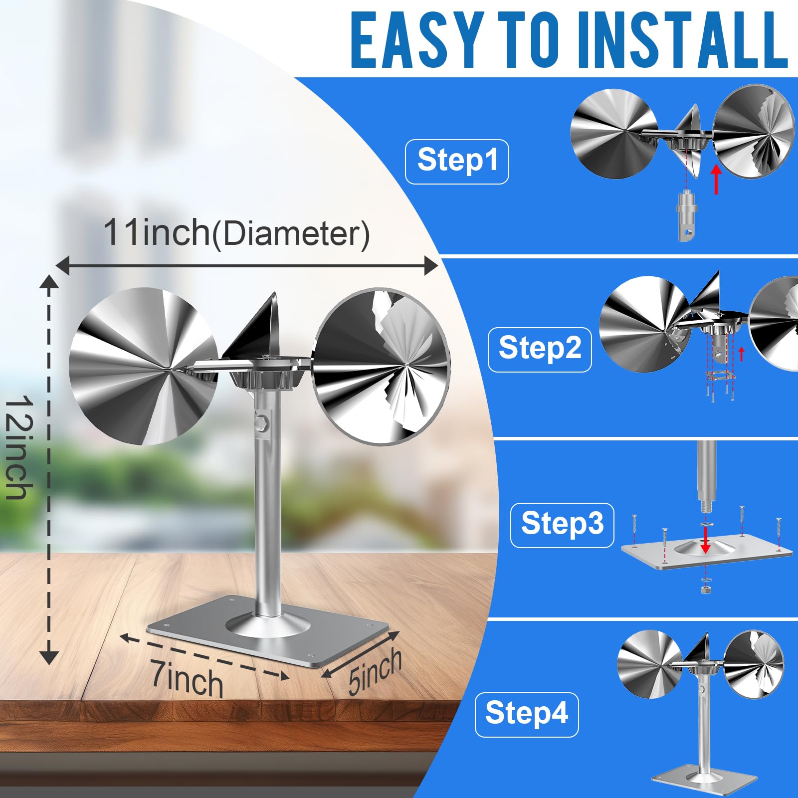 Marketty spinning reflectors reflect sunlight dramatically to catch birds' attention and encourage avoidance.