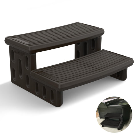MARKETTY hot tub steps in gray with a non-slip surface for safer entry.