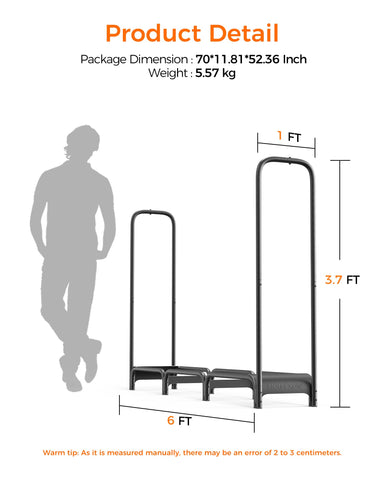 Mars Explo 6ft dry-wood storage rack demonstrates elevated logs for better airflow.