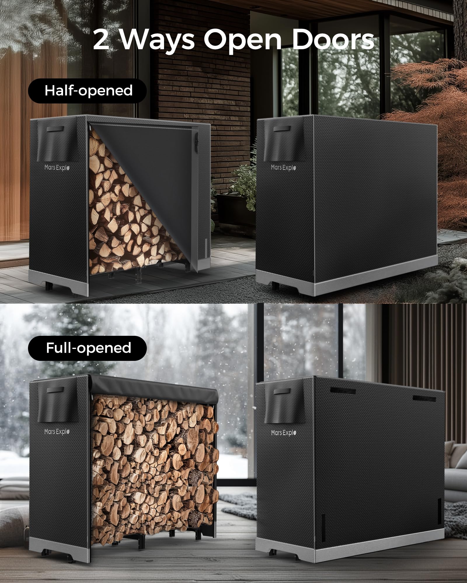 Mars Explo ventilated shelves design keeps wood dry and easy to stack.