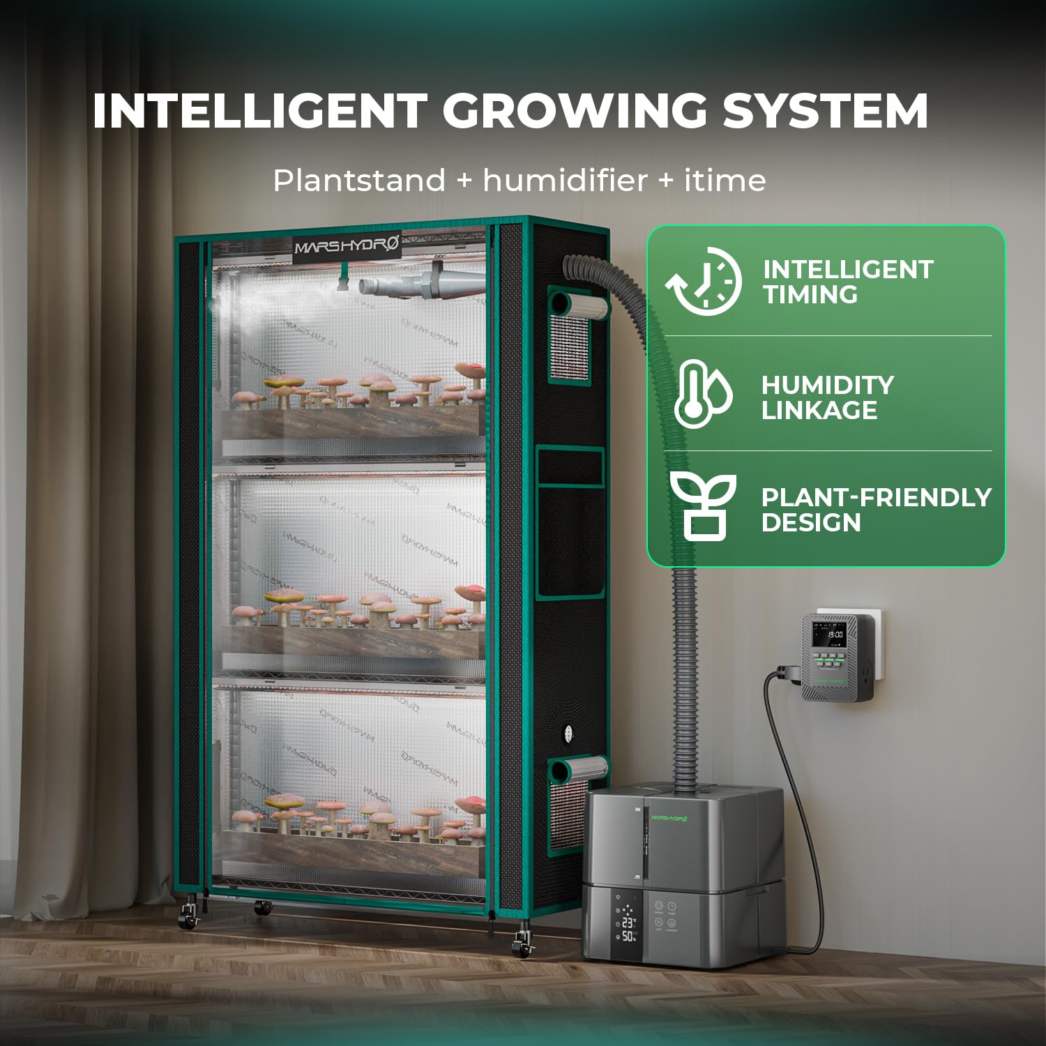 Mars Hydro 2025 lockable caster wheels enable easy room-to-room movement.
