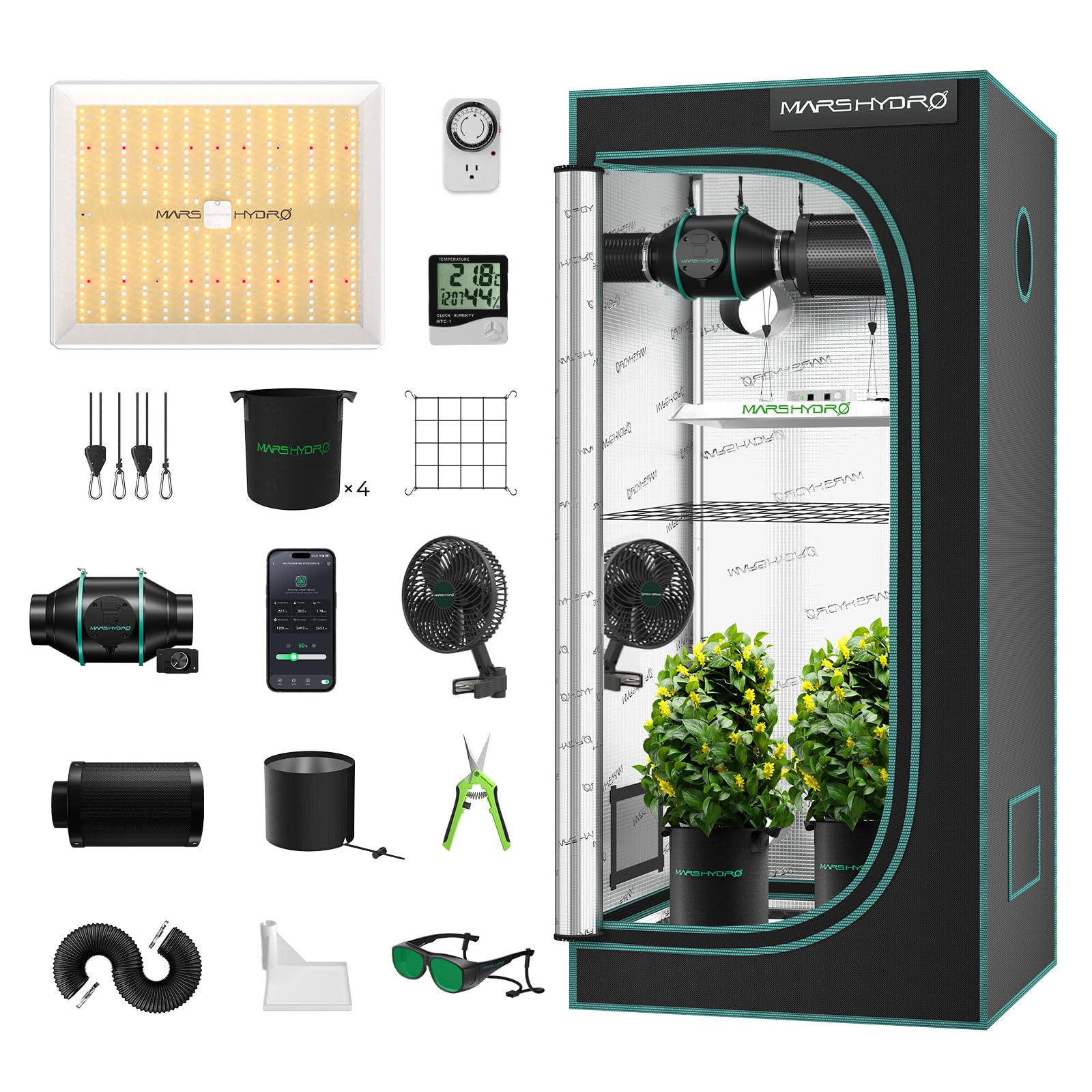 Mars Hydro 3x3 grow tent kit ready for efficient indoor cultivation.