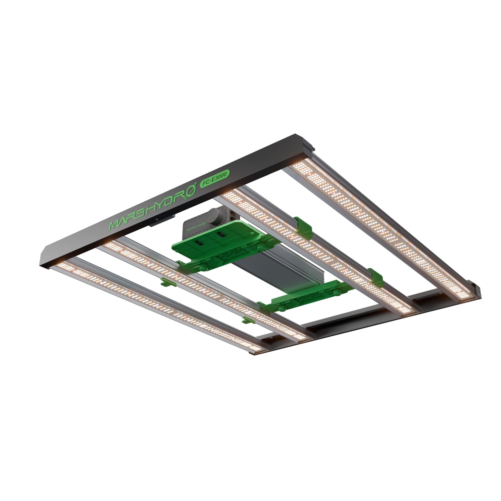 Mars Hydro FC-E3000 front view emphasizes compact 3x3 ft footprint for home grows