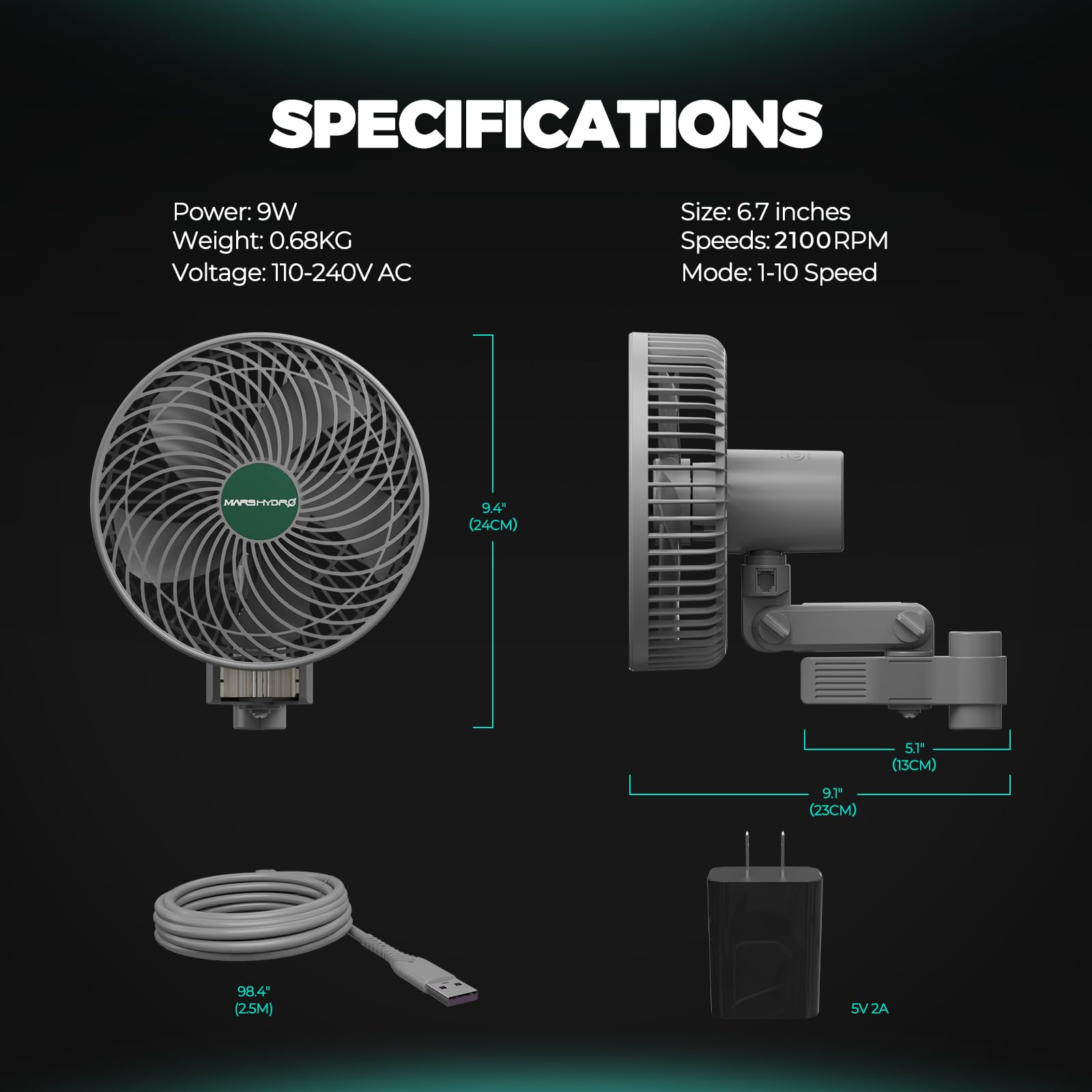 Mars Hydro M6 EC motor lasts up to 50,000 hours for long-term use.