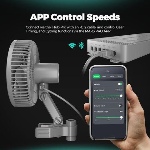 Mars Hydro M6 compact clip fan with durable EC motor for long lasting performance