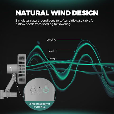 Mars Hydro M6 natural wind mode simulates outside breezes for healthy, stable growth