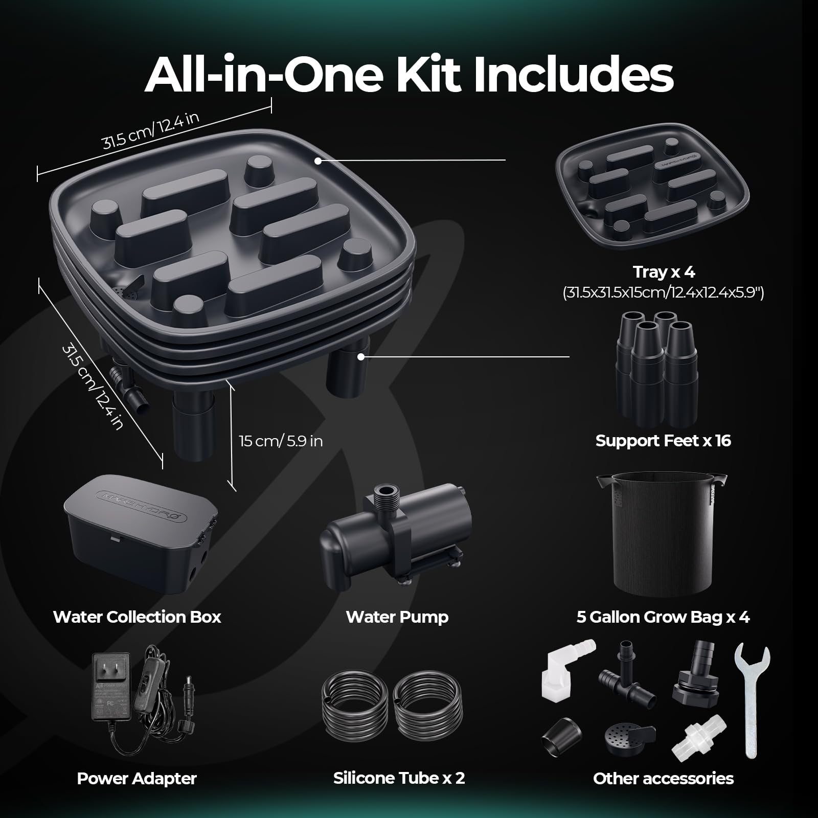Multi-tray connection supports expanding tent grows
