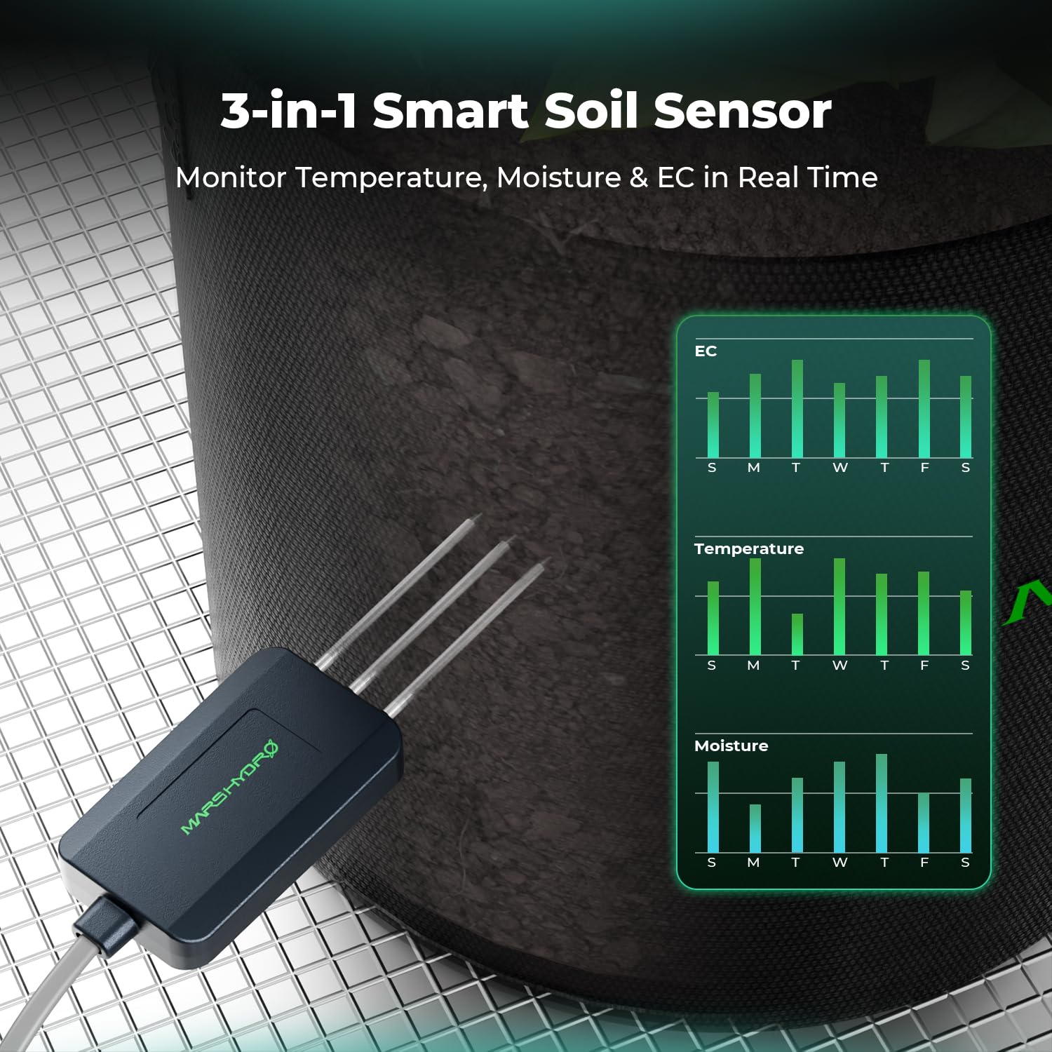 Mars Hydro Smart Sensor Kit soil sensor tracks moisture and temperature for healthier roots