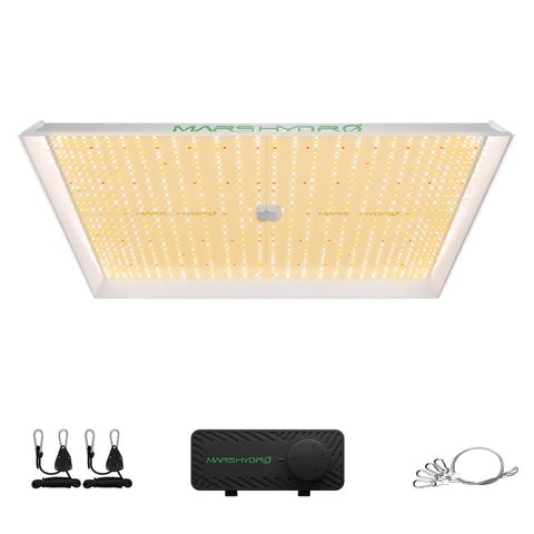 Mars Hydro TS3000 with hood reflector for even indoor plant coverage and growth.