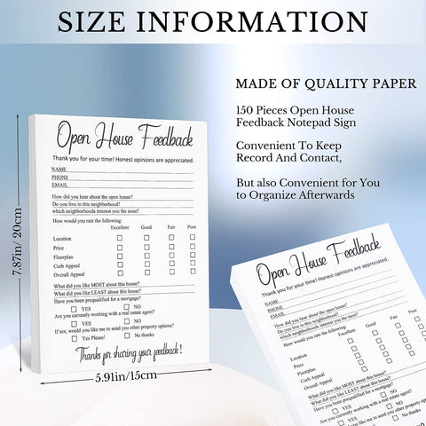 Marspark feedback notepad with smooth writing surface for tours