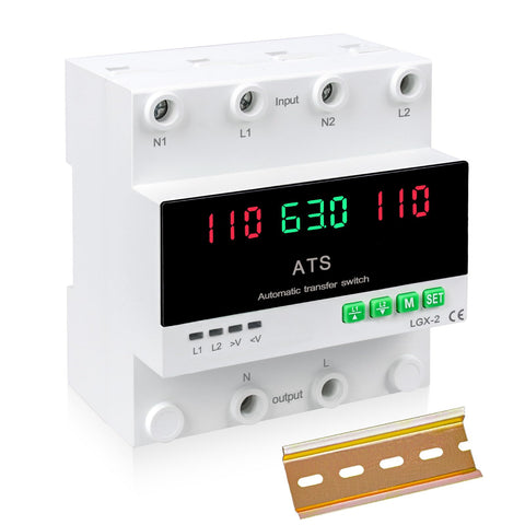 MARSTEK 63A transfer switch front view with LED display for reliable backup power
