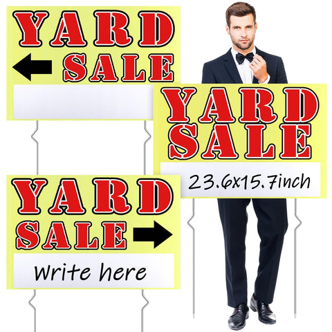Marsui three-piece yard sale sign setup with stakes for easy outdoor visibility.