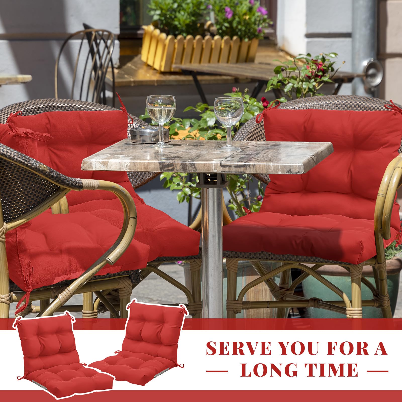 Marsui 42 by 21 inch red cushion fits many chairs